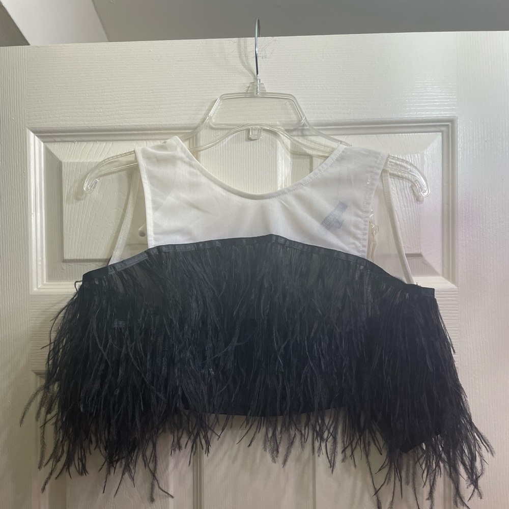 Black and White Feather Top